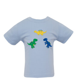 Claire and Charlie Light Blue Knit Dino Trio Tshirt