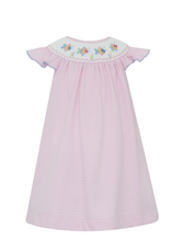 Petit Bebe Pink Stripe Knit Bishop Smock Dress with Fish