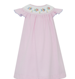 Petit Bebe Pink Stripe Knit Bishop Smock Dress with Fish