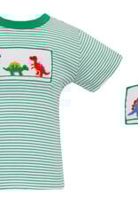 Anavini Green Stripe Dinosaurs Smock Tshirt