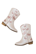 Wild + Rae Cowgirl White & Pink Bow Boots