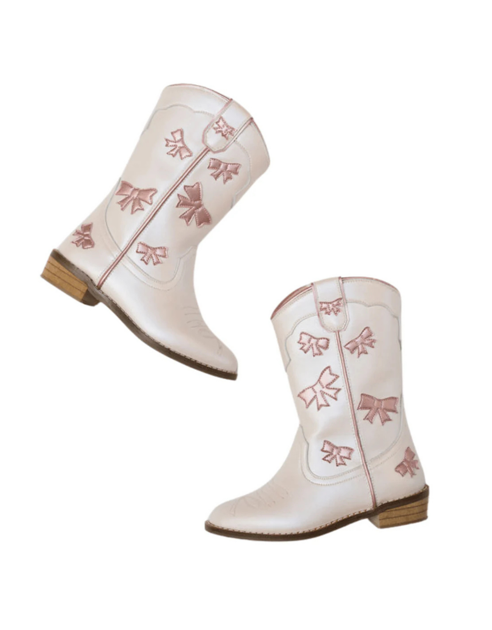 Wild + Rae Cowgirl White & Pink Bow Boots