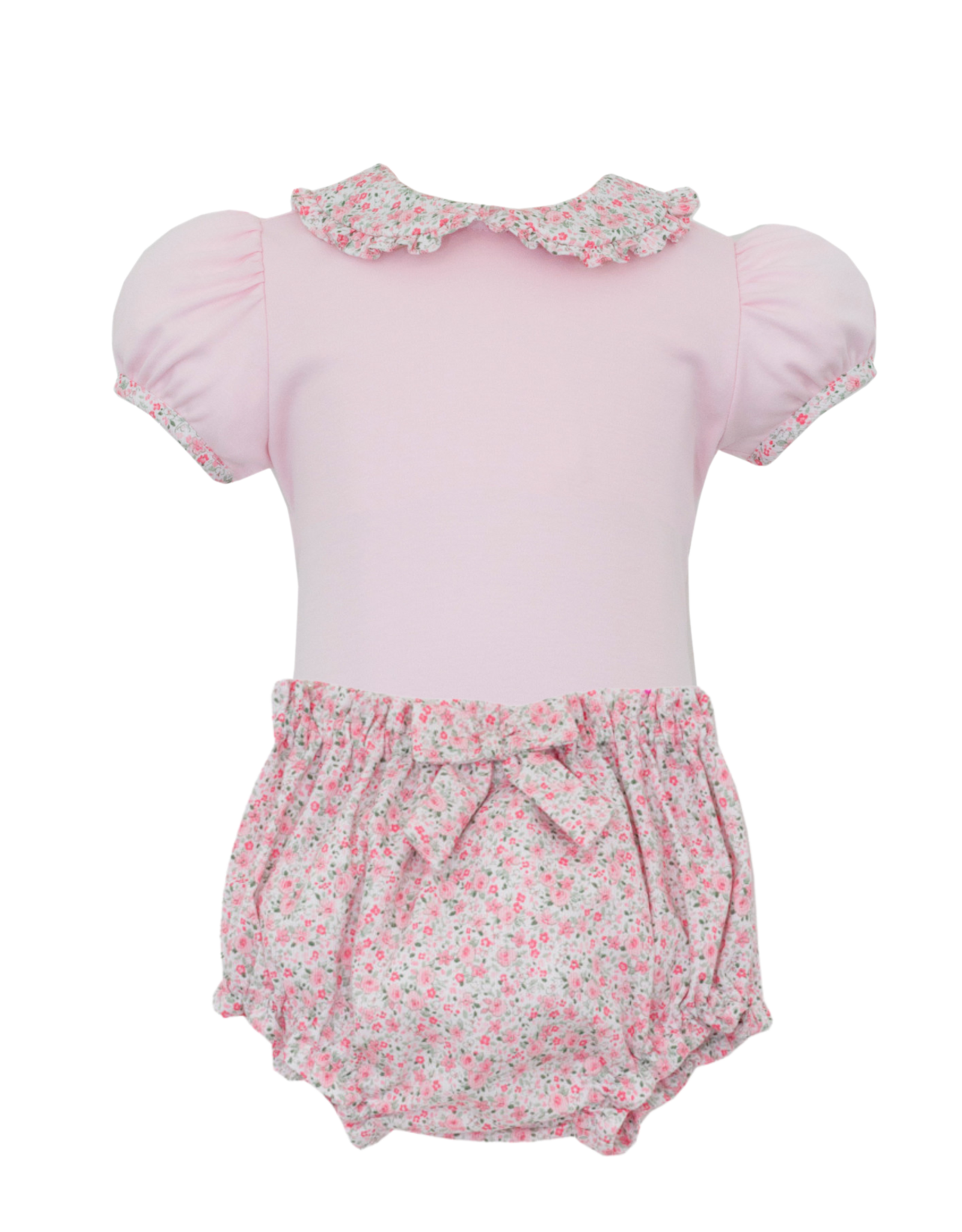 Petit Bebe Pink Pique Floral Bloomers Set