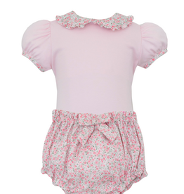 Petit Bebe Pink Pique Floral Bloomers Set