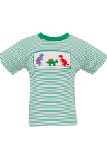 Anavini Green Stripe Dinosaurs Smock Tshirt