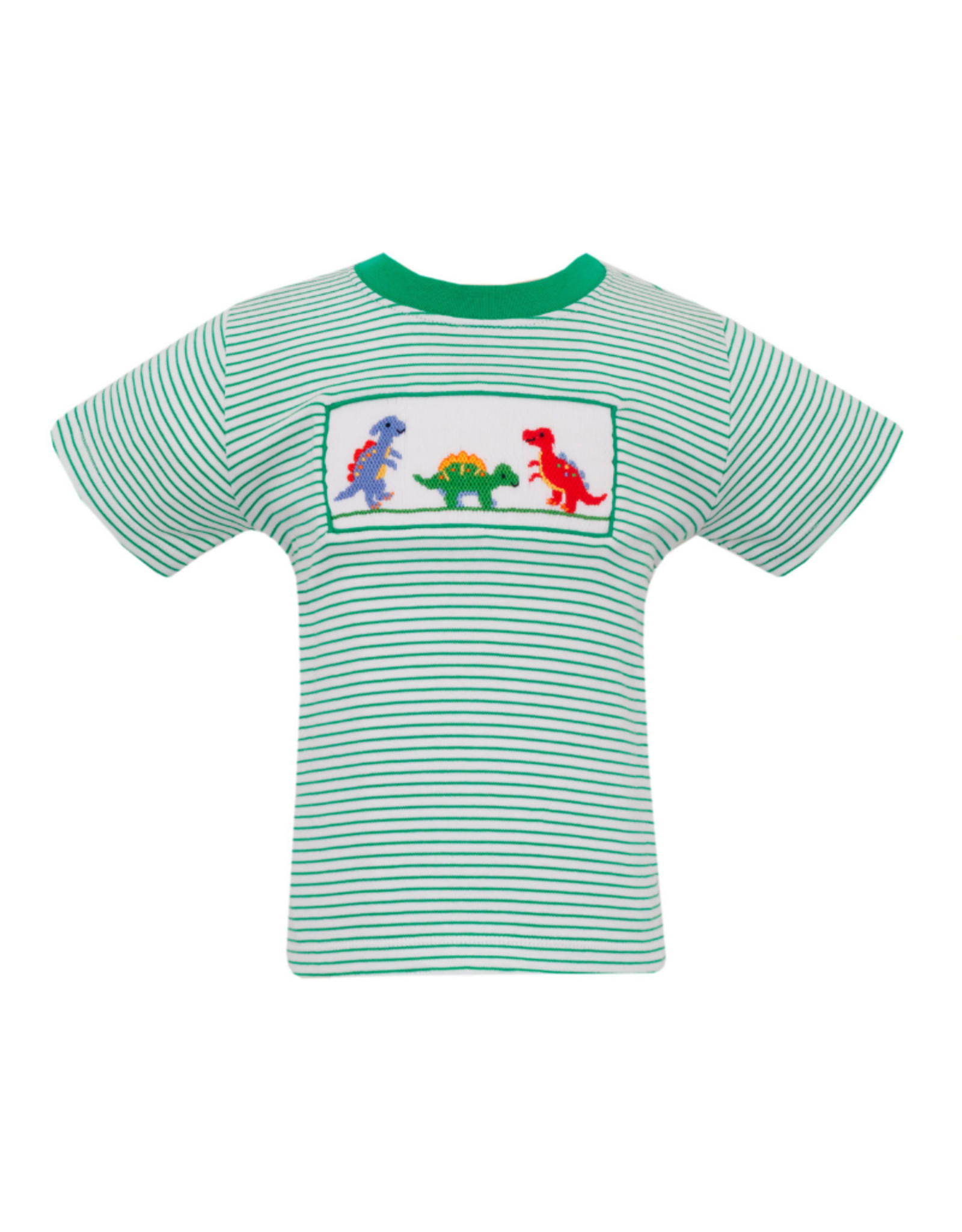 Anavini Green Stripe Dinosaurs Smock Tshirt