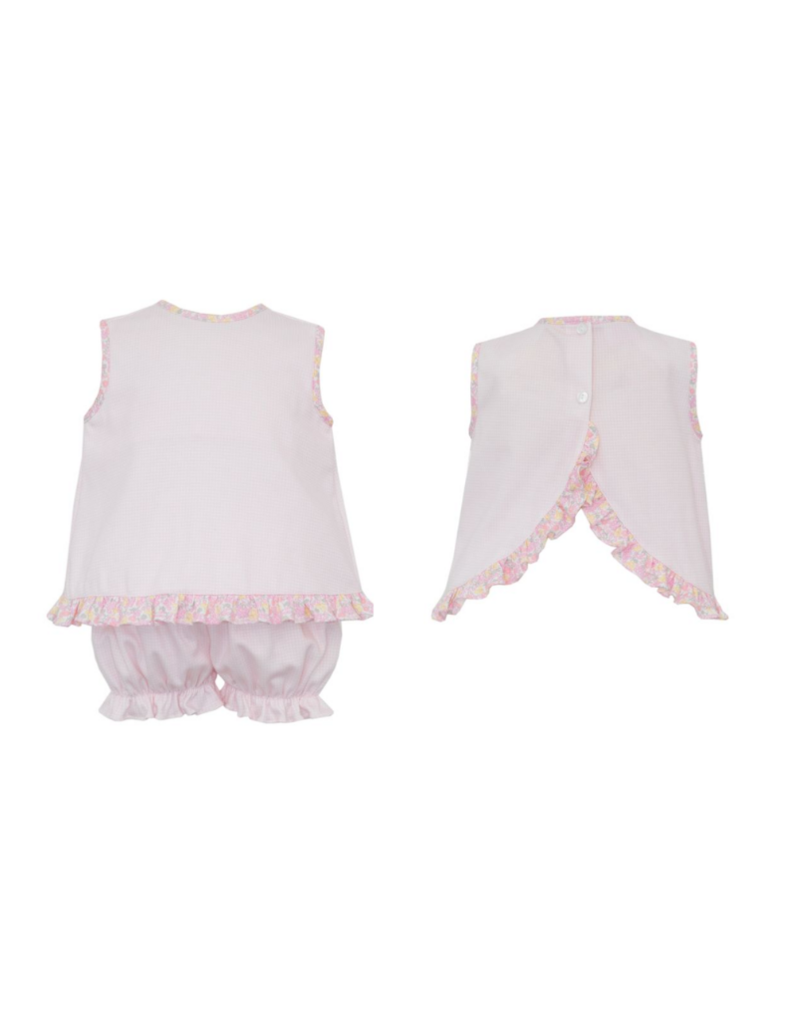 Anavini Pink Gingham Bloomer Set, Flowers