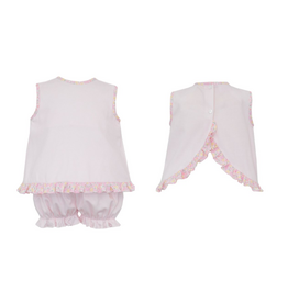 Anavini Pink Gingham Bloomer Set, Flowers