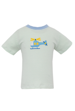 Claire and Charlie Green Stripe Knit Helicopter Tshirt