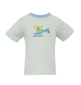 Claire and Charlie Green Stripe Knit Helicopter Tshirt