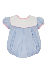 Anavini Light Blue Gingham Bubble with Pink Trim