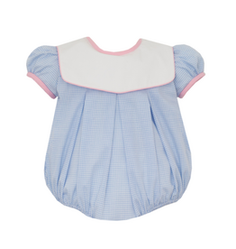 Anavini Light Blue Gingham Bubble with Pink Trim