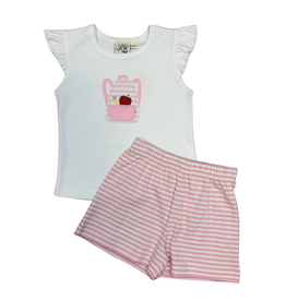 Luigi Pink Stripe Applique Backpack Short Set