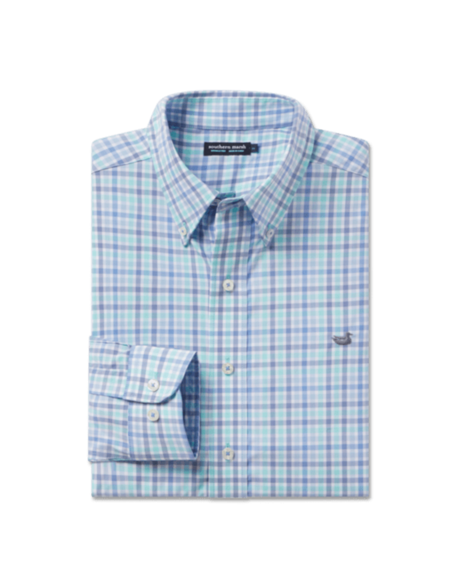 Southern Marsh Youth Juban Check Dress Shirt, Blue/Navy