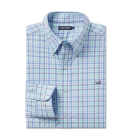 Southern Marsh Youth Juban Check Dress Shirt, Blue/Navy