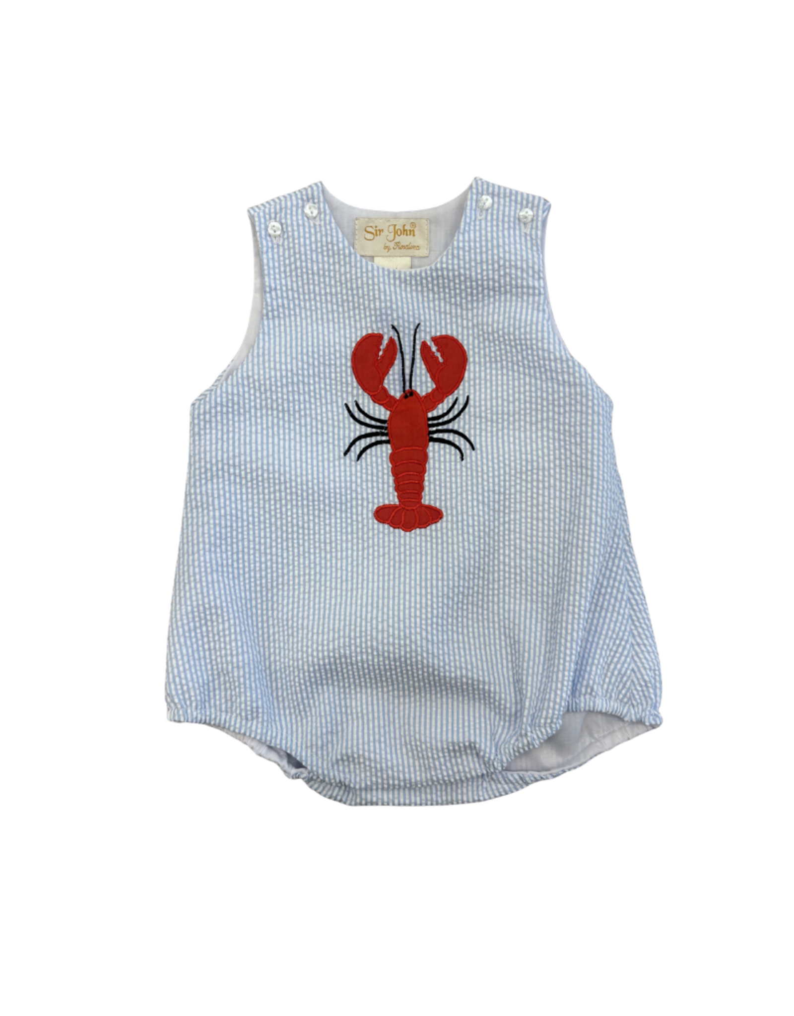 Rosalina Blue Seersucker Lobster Applique Boy Bubble