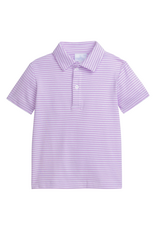 Little English Short Sleeve Polo, Lavender Stripe