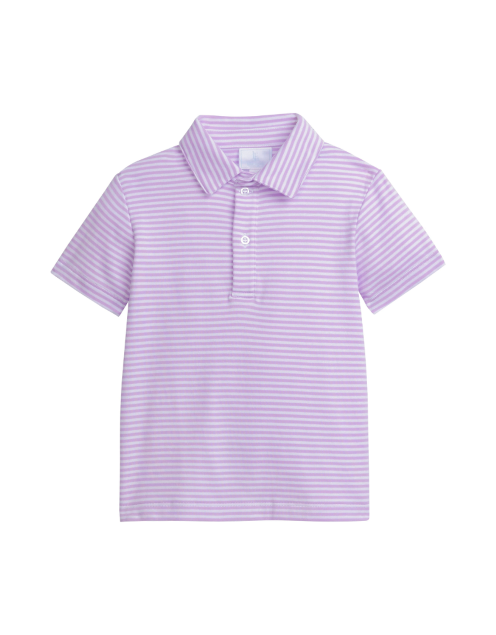 Little English Short Sleeve Polo, Lavender Stripe