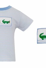 Blue Stripe Alligator Smocked T-Shirt
