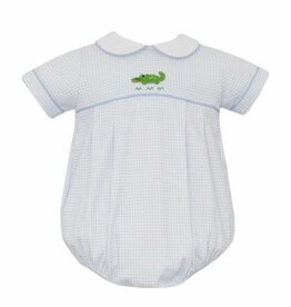 Petit Bebe Blue Gingham Alligator Knit Bubble
