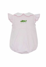 Petit Bebe Pink Gingham Alligator Knit Bubble