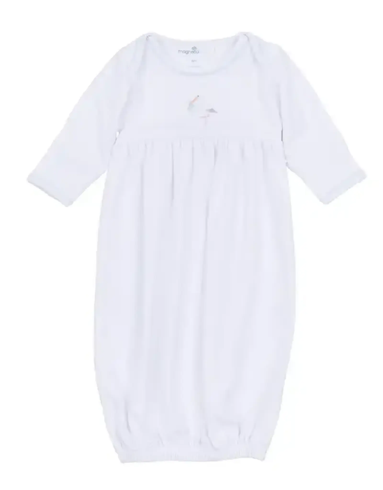 Magnolia Baby Vintage Stork Gathered Gown, Blue NB