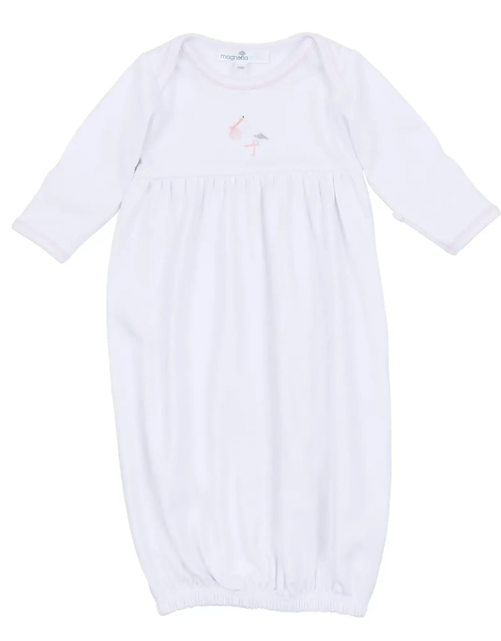 Magnolia Baby Vintage Stork Gathered Gown, Pink NB