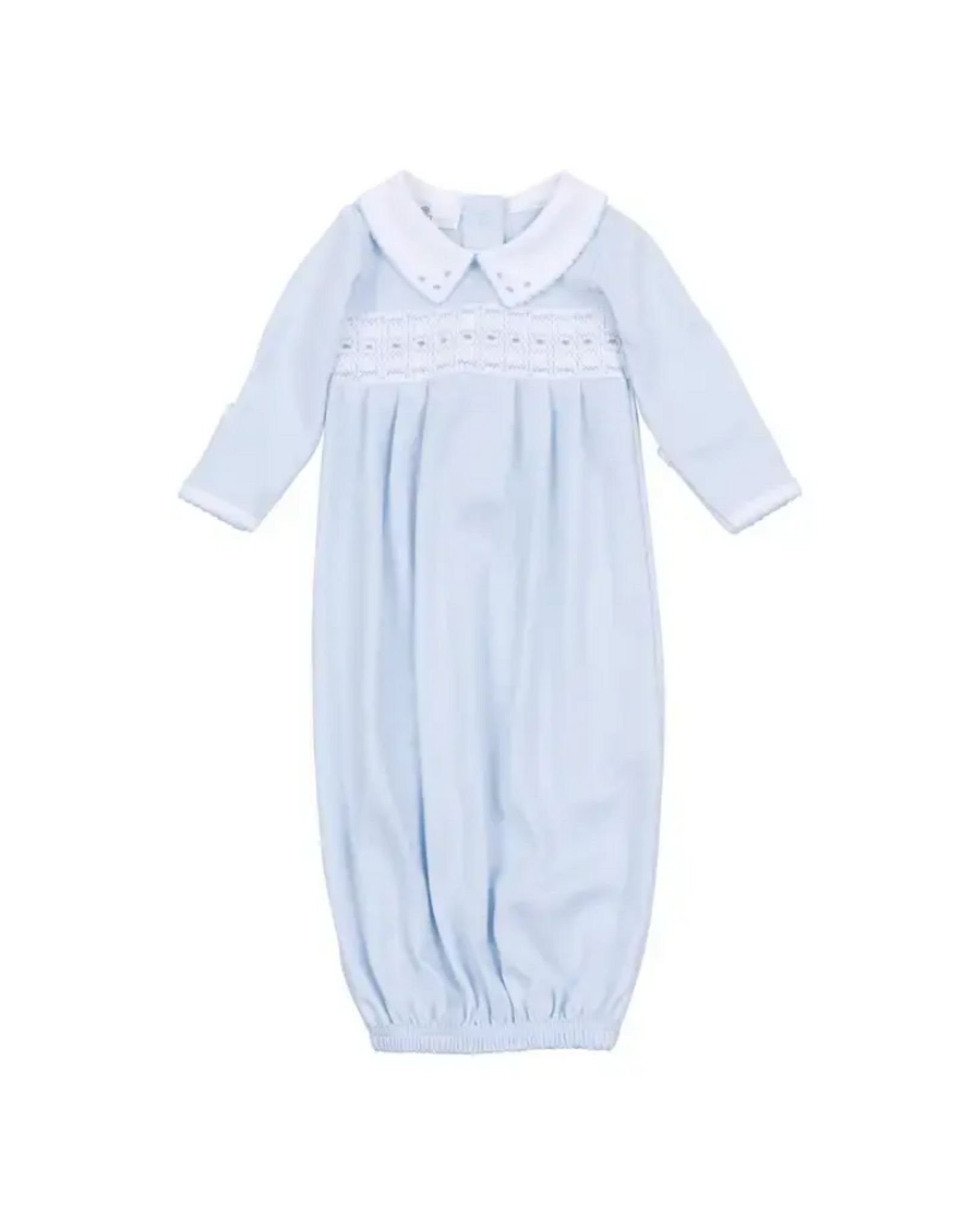Magnolia Baby Landry Smocked Pleated Gown, Light Blue