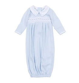 Magnolia Baby Landry Smocked Pleated Gown, Light Blue
