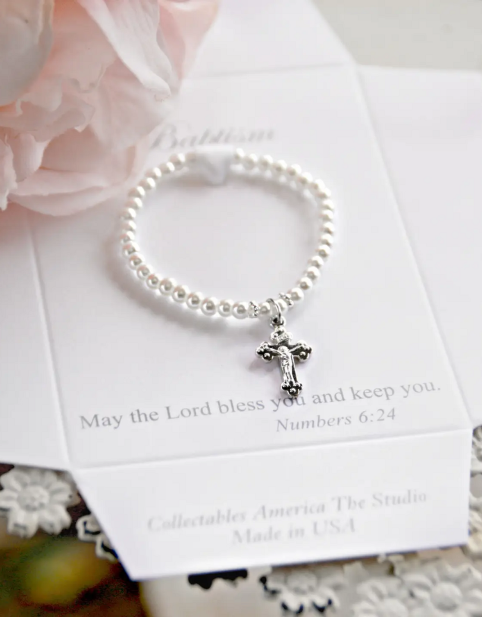 Catholic Baptism Pearl Bracelet Crucifix
