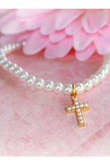 Girl Classic Gold Cross Pearl 6" Bracelet