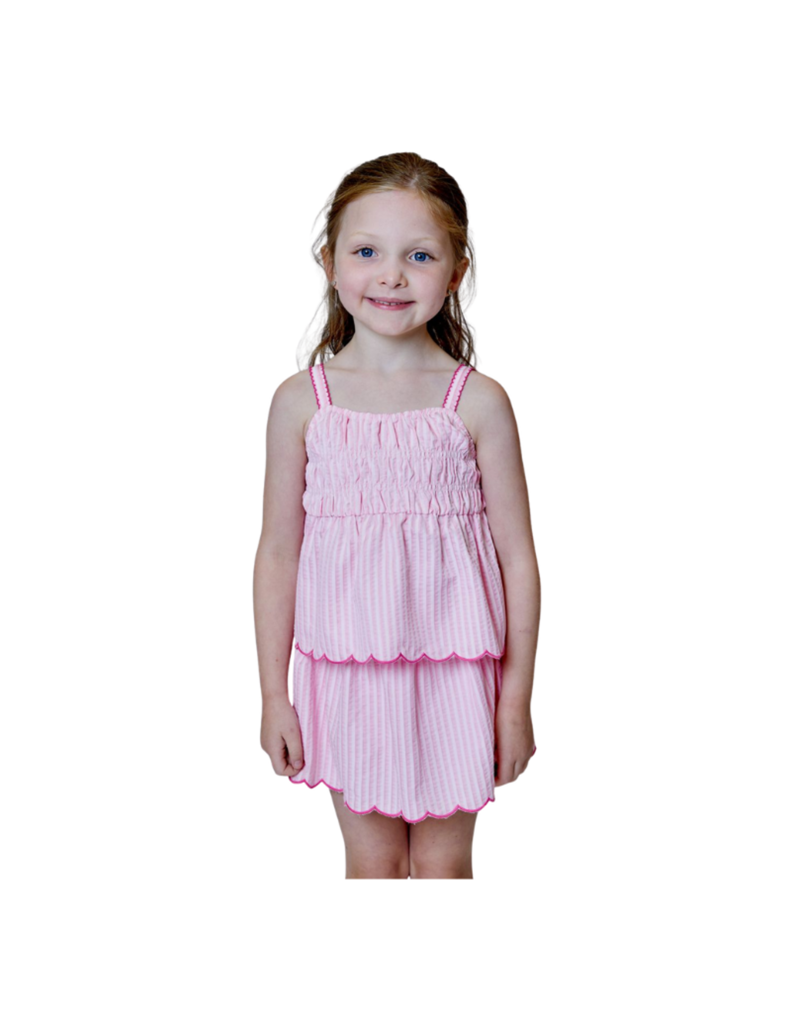 Design History Pink Stripe Scallop Skirt Set