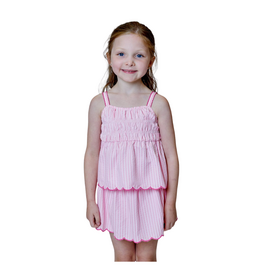 Design History Pink Stripe Scallop Skirt Set