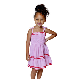 Design History Pink Gingham and Ric Rac Smocked Dress