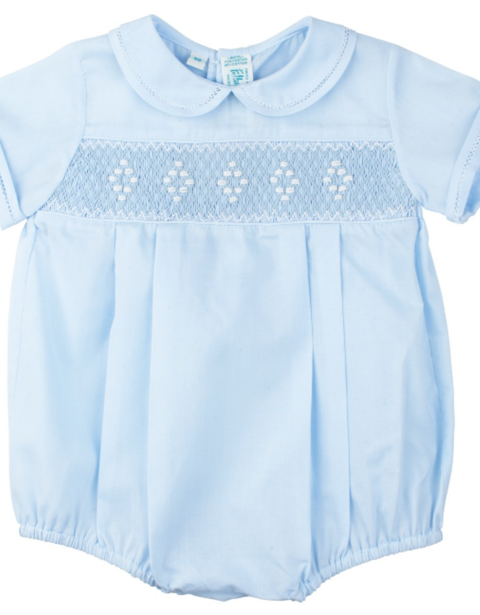 Feltman Brothers Smocked Embroidered Diamond Creeper Blue