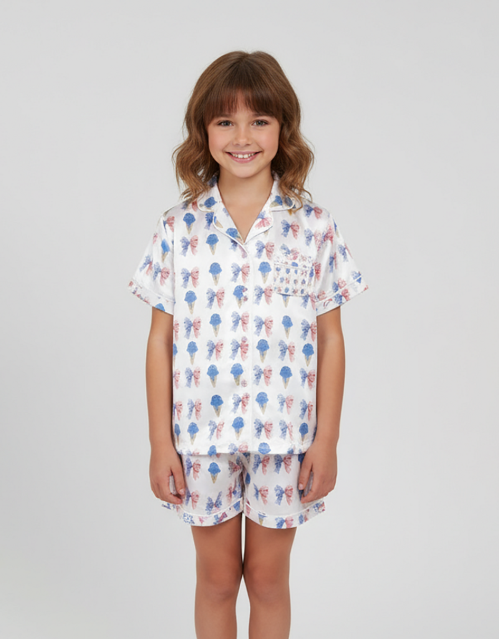 Tweenstyle Satin Loungewear Set- Stars, Stripes & Ice Cream