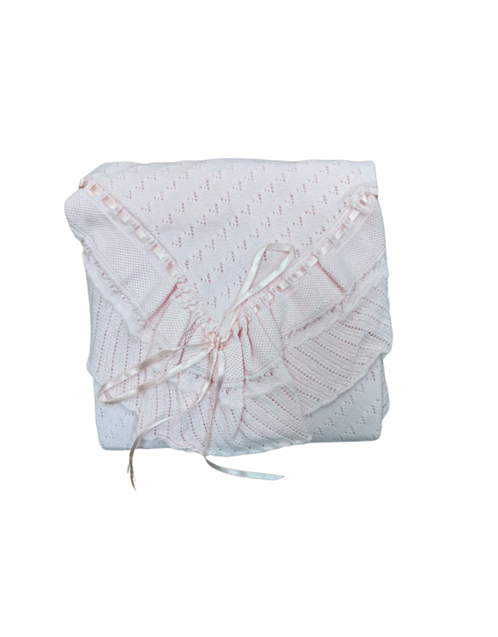 Feltman Brothers Pink w Pink  Ribbon Pointelle Knit Blanket
