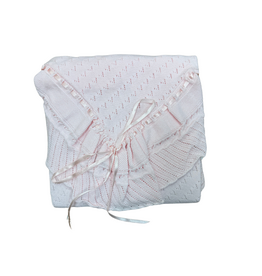 Feltman Brothers Pink w Pink  Ribbon Pointelle Knit Blanket