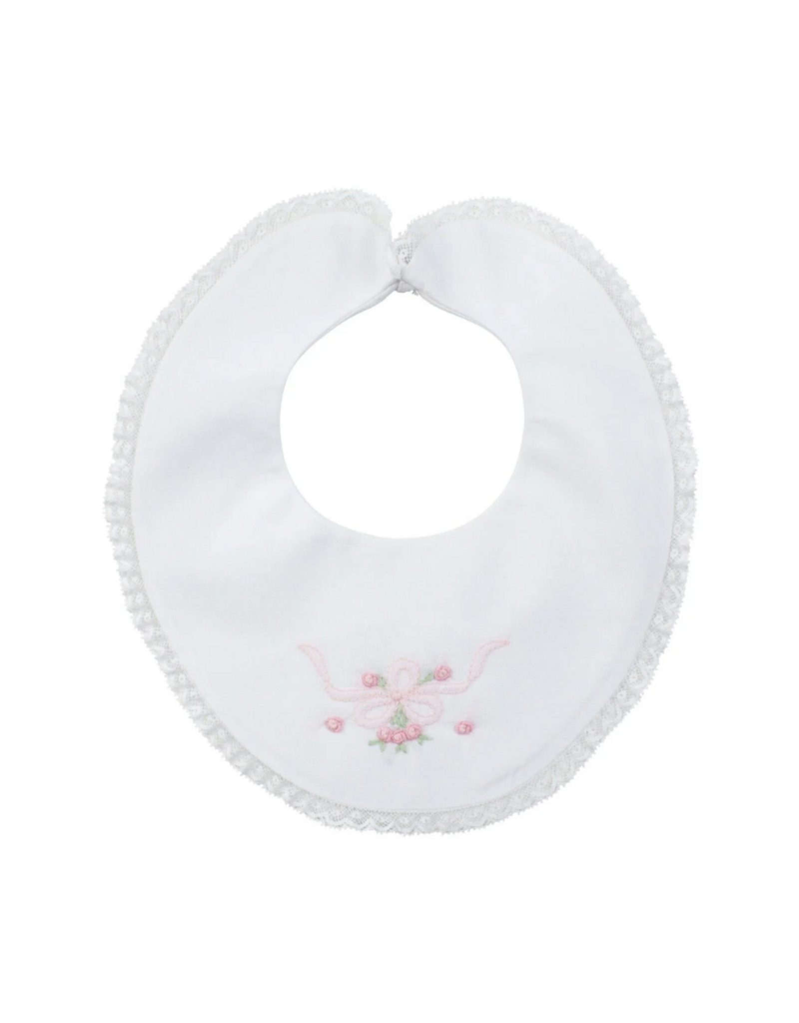 Feltman Brothers Vintage Bow Collection Lace Trim White Bib