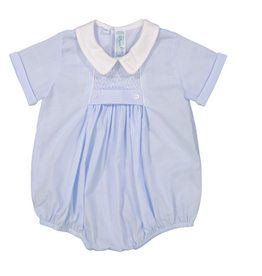 Feltman Brothers Chevron Smocked Creeper, Blue