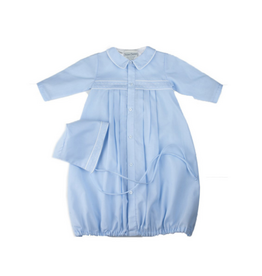 Feltman Brothers Preemie Boys Dot Embroidered Take Me Home Gown with Hat Bl/Wht