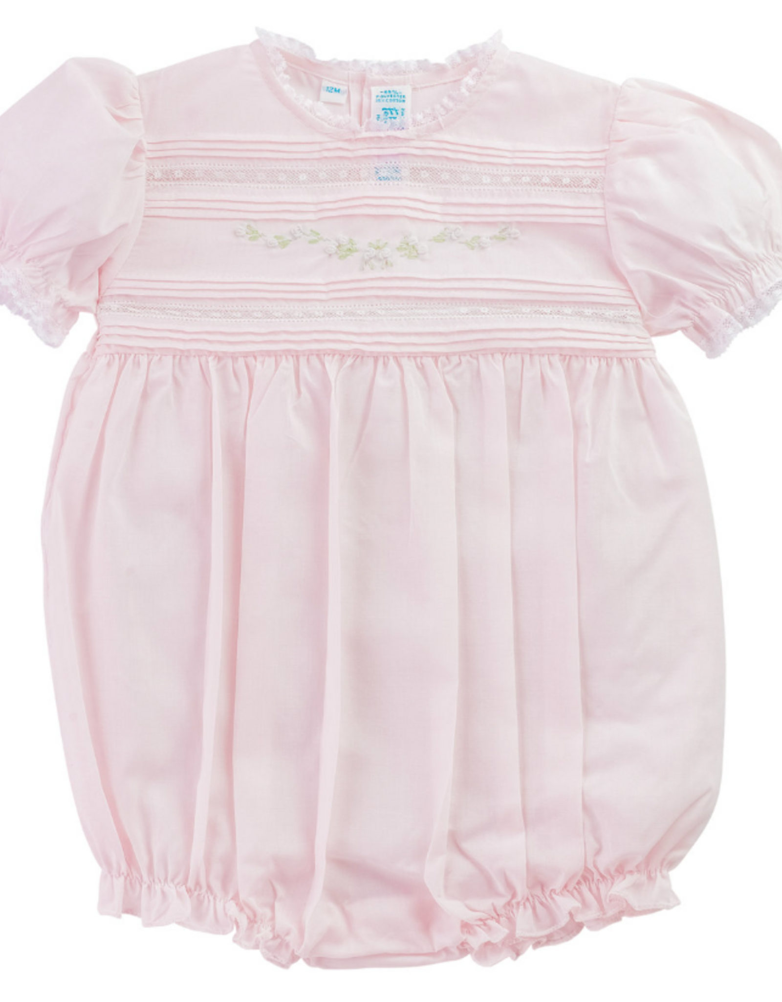 Feltman Brothers Floral Bullions And Lace Romper Pink