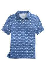 Southern Tide Driver Fintastic Frenzy Perf Polo, Ocean Channel