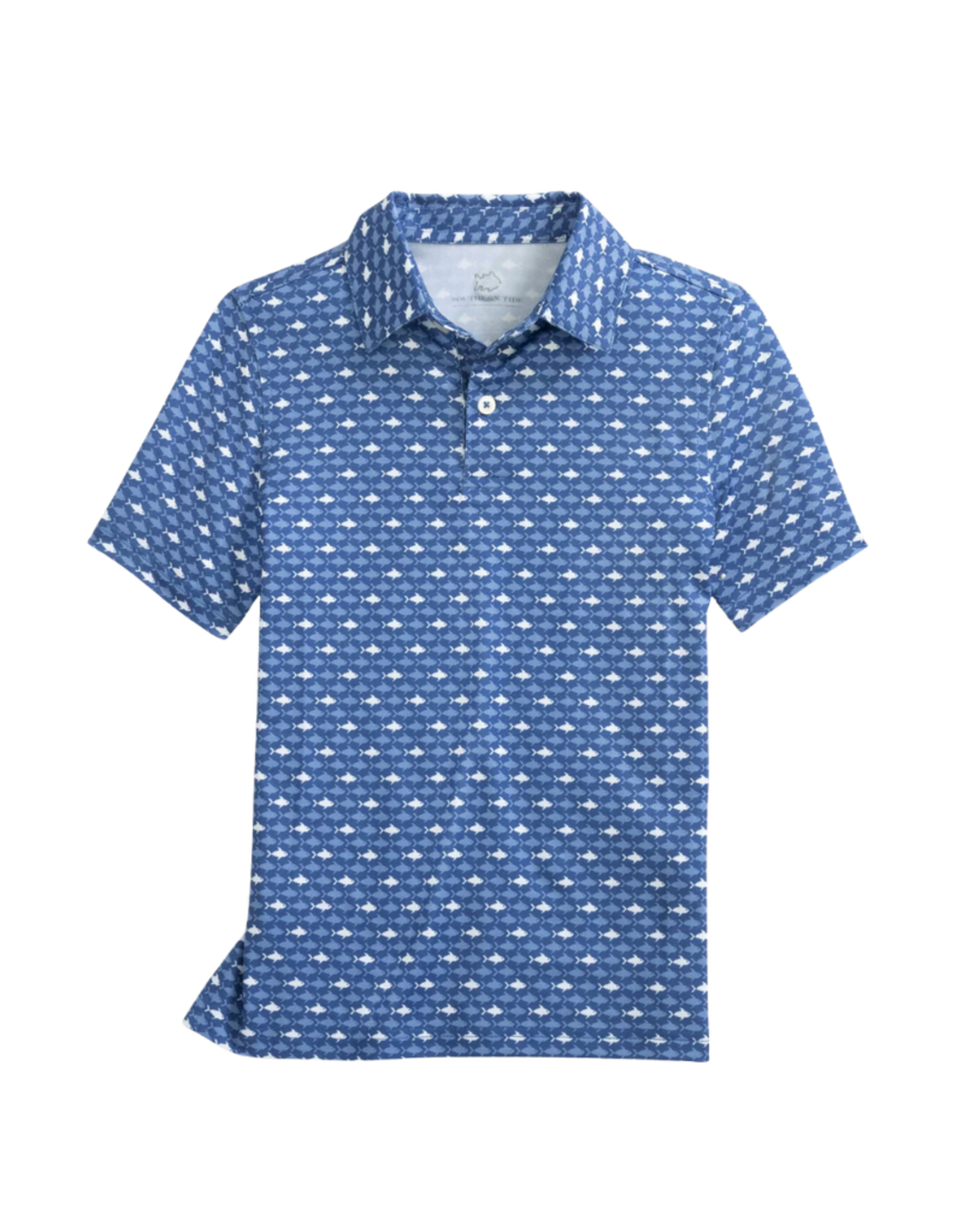 Southern Tide Driver Fintastic Frenzy Perf Polo, Ocean Channel