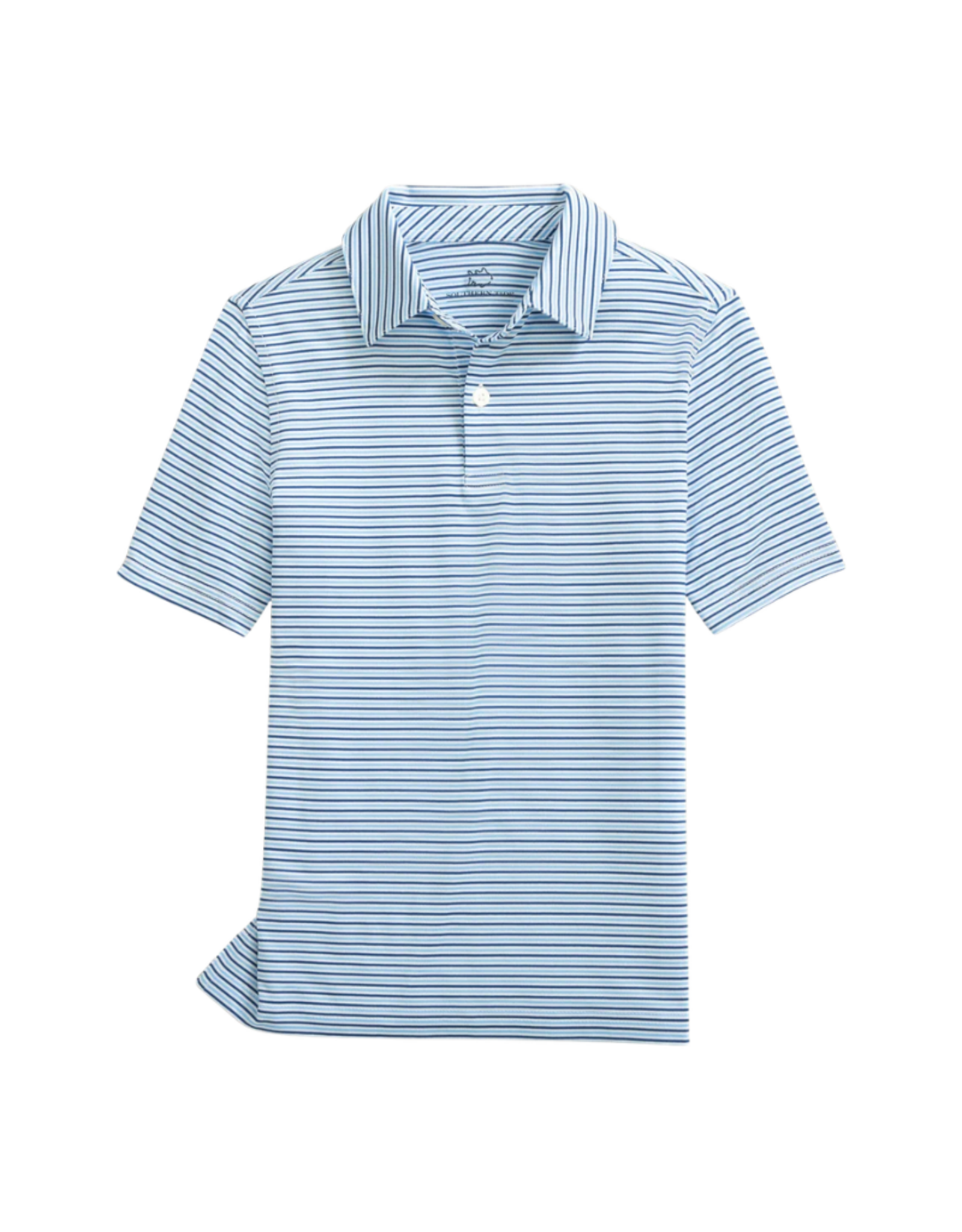 Southern Tide Driver Micro Stripe Perf Polo, Ocean Channel