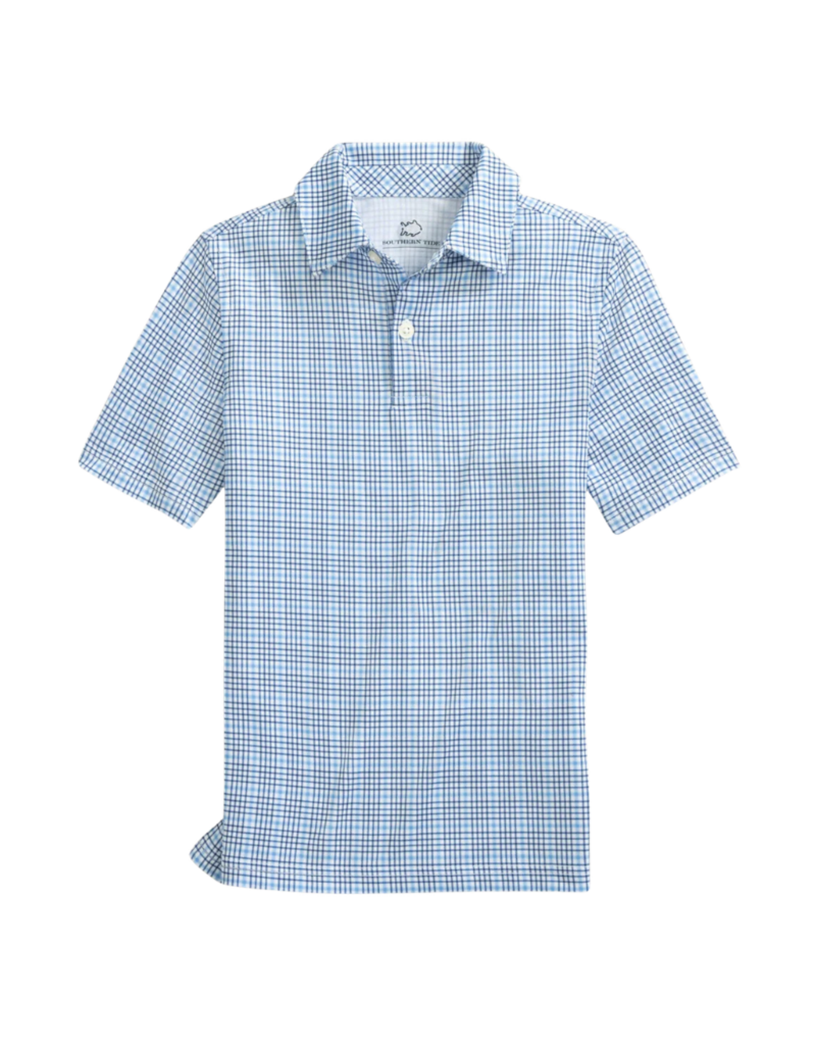 Southern Tide Driver Plaid Perf Polo, Ocean Channel