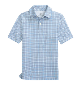 Southern Tide Driver Plaid Perf Polo, Ocean Channel