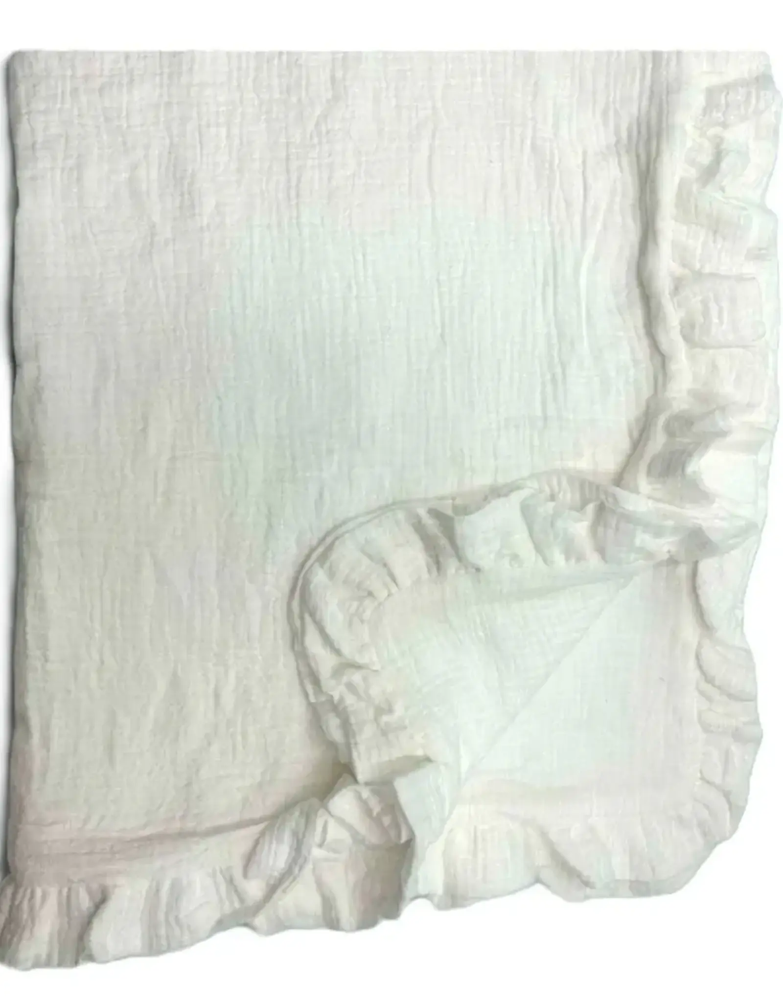 Ruffle Blanket, White