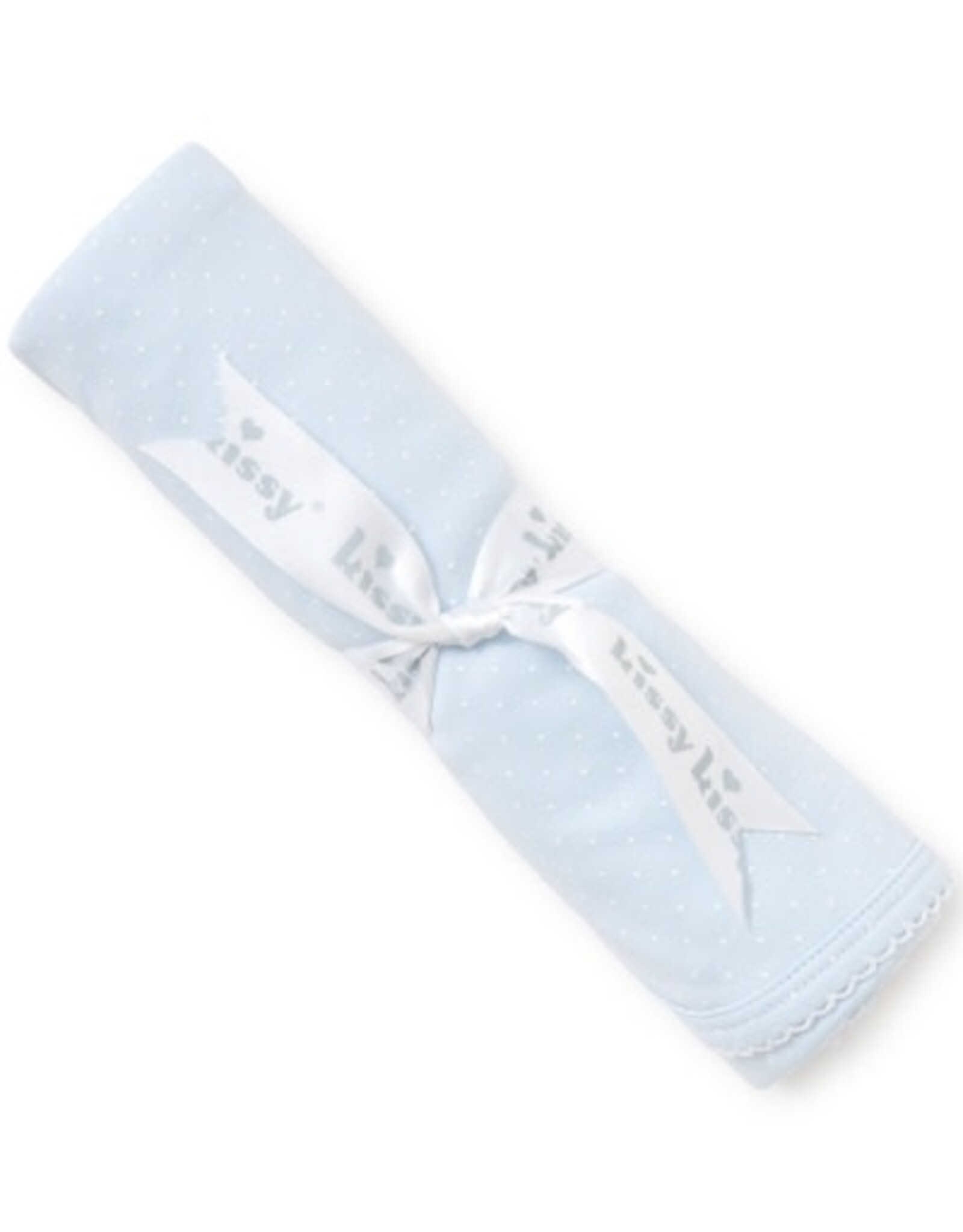 Kissy Kissy New Kissy Dots Print Blanket, White/Lt Blue
