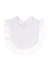 Ruffle Toddler Bib, White